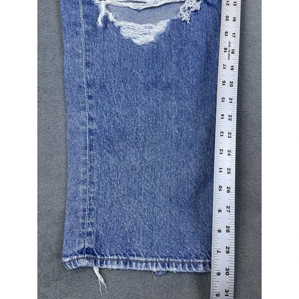 American Eagle Jeans Womens 12 Short Blue Light Wash High Rise Baggy Straight - Picture 5 of 10